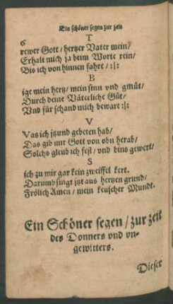 Ein Schöner segen/ zur zeit des Donners und ungewitters.