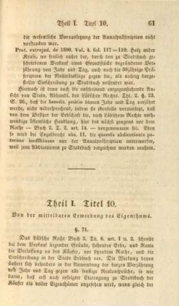 Titel 10. Von der mittelbaren Erwerbung des Eigenthums