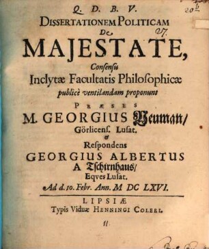 Diss. polit. de maiestate