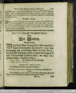 Der VIII. Lehr- und Glaubens-Punct. Von Der Sünden