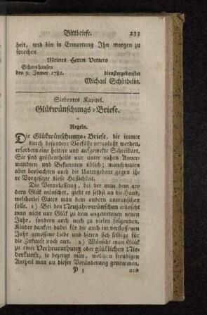 Siebentes Kapitel. Glückwünschungs-Briefe.
