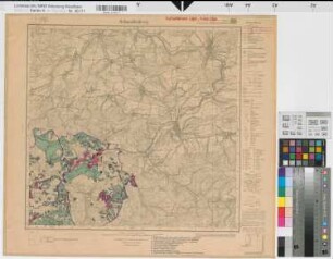 Katasteramt Olpe  Kreis Olpe, Meßtischblatt Schmallenberg 4815, Farbige Einzeichnung mit Namensliste