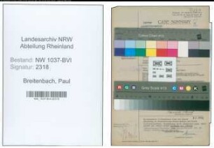 Entnazifizierung Paul Breitenbach , geb. 16.03.1892 (Rektor)
