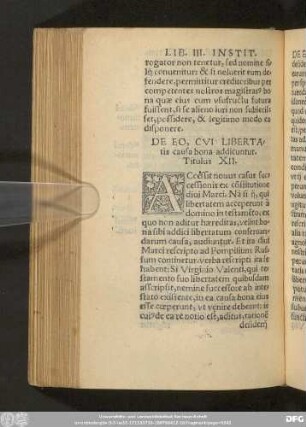 De Eo, Cui Libertatis causa bona addicuntur. Titulus XII.
