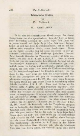 422-424 Talmudische Studien : IV. Amen amen