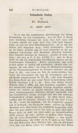 422-424 Talmudische Studien : IV. Amen amen