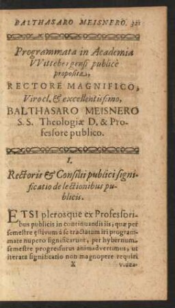I. Rectoris & Consilii publici significatio delectionibus publicis.