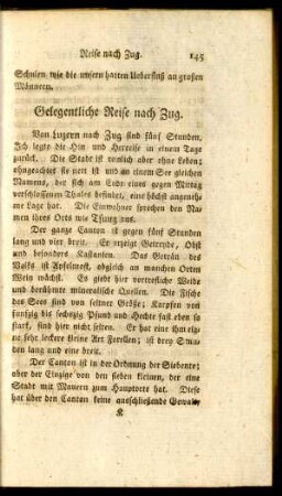 Gelegentliche Reise nach Zug