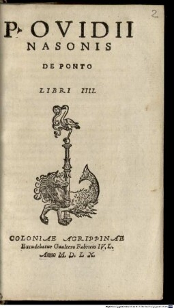 P. Ovidii Nasonis De Ponto : Libri IIII