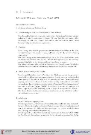 Sitzung der Phil.-hist. Klasse am 15. Juli 2011