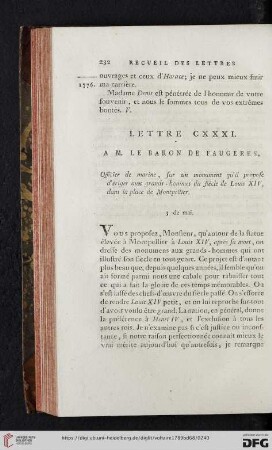(Lettre CXXXI - CXL)