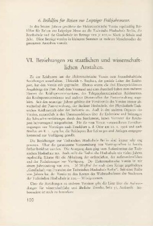 VI. Beziehungen zu staatlichen und wissenschaftlichen Anstalten