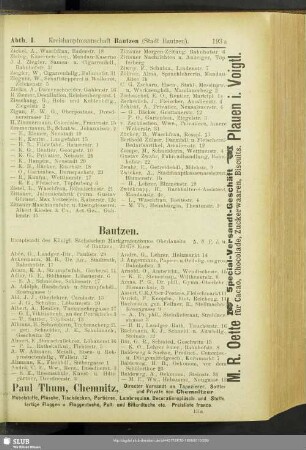 Abtheilung I. Kreishauptmannschaft Bautzen. Stadt Bautzen