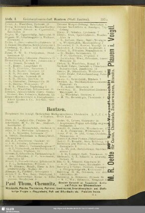 Abtheilung I. Kreishauptmannschaft Bautzen. Stadt Bautzen