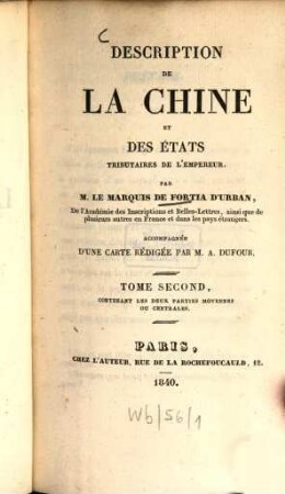 Description de la Chine et des ètats tributaires de l'empereur. 2