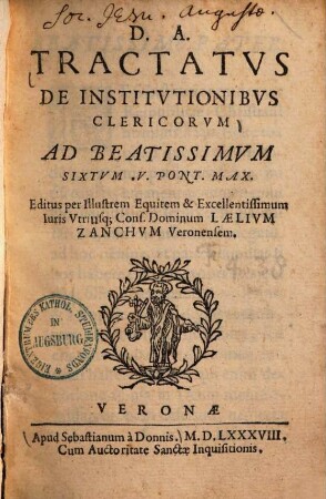 Tractatus de institutionibus clericorum ...