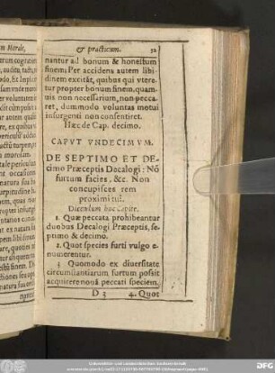 Caput Undecimum. De Septimo Et Decimo Praeceptis Decalogi: No[n] furtum facies, [et]c. Non concupisces rem proximi tui.