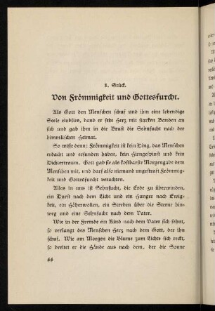 44-50, 8. Von Frömmigkeit und Gottesfurcht