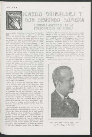 Ricardo Guiraldes y don Segundo Sombra : Algunos aspectos de la personalidad de ambos