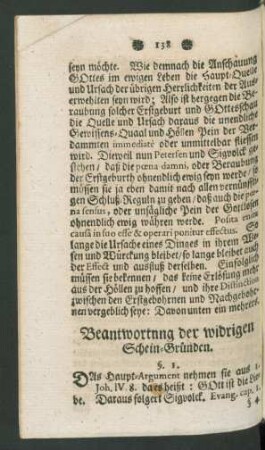 Beantwortung der widrigen Schein-Gründen.