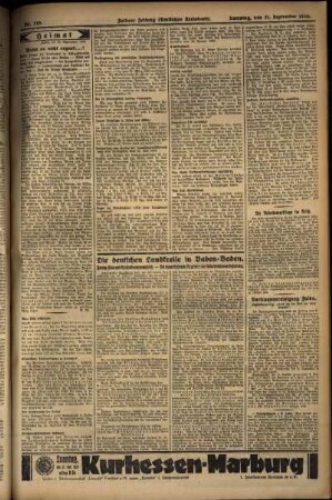 Zweite Ausgabe vom Samstag, den 21. September 1929.