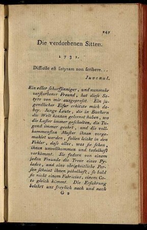 Die verdorbenen Sitten.