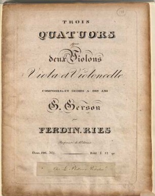 Trois quatuors pour deux violons, viola et violoncelle : oeuv. 126, 1