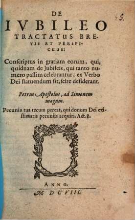De Iubileo tractatus brevis et perspicuus