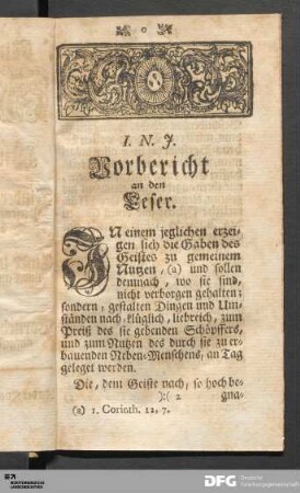 Vorbericht an den Leser.