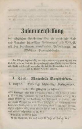 I. Theil. Materielle Vorschriften.