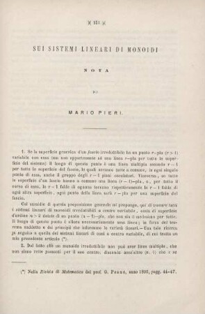 Sui sistemi lineari di monoidi.