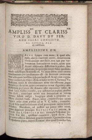 Ampliss.Mo Et Clariss.Mo Viro D. Davy Du Perron Sacri Consistorii Publico [...]