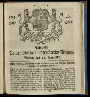 46. Stueck, Montag den 15. Novembr. 1751