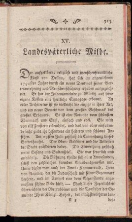 XV. Landesväterliche Milde.