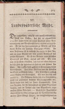 XV. Landesväterliche Milde.