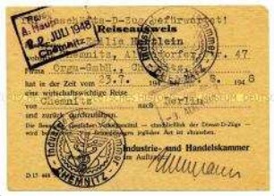 Ausweis für eine "wirtschaftswichtige Reise"