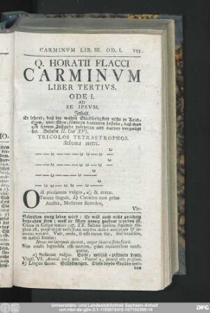 Q. Horatii Flacii Carminum Liber Tertius.