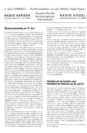 Monatsversammlung am 27. Juni