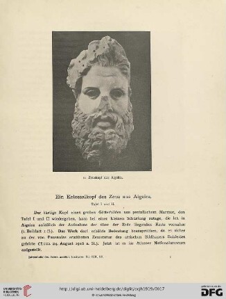 19/20: Ein Kolossalkopf des Zeus aus Aigeira