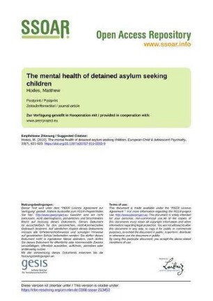 The mental health of detained asylum seeking children
