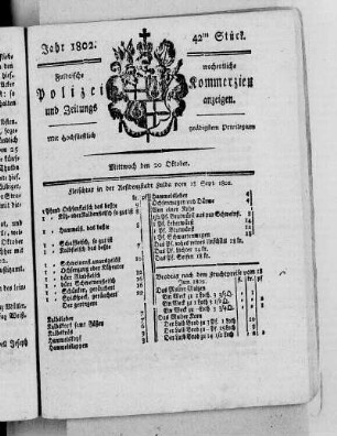 42tes Stück, Ausgabe vom 20. Oktober 1802