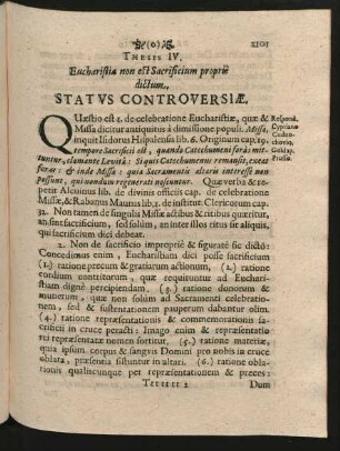 Thesis IV. Eucharistia non est Sacrificium propriè dictum.