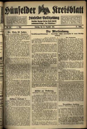 Zweite Ausgabe vom Samstag, den 19. Dezember 1931.