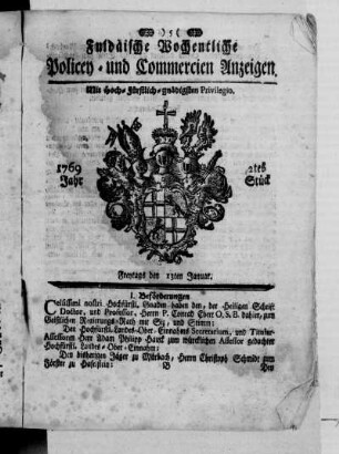 2tes Stück, Ausgabe vom 13. Januar 1769
