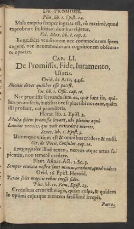 Cap. LI. De Promissis, Fide, Iuramento, Usuris.
