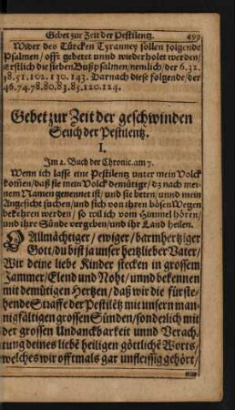 Gebet zur Zeit der geschwinden Seuch der Pestilentz