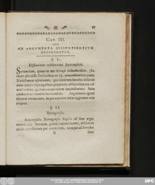 Cap. III. Quo Ad Argumenta Dissentientium Respondetur.