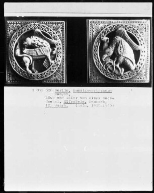 Teile eines Buchdeckels, Markuslöwe und Johannesadler
