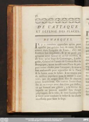 De L'Attaque Et Défense Des Places.