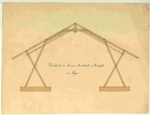Konstruktionszeichnung für einen Dachstuhl mit drei Scharnieren